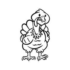 Hand Drawn Cartoon Style Turkey Lineart Illustration