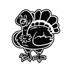 Funny Turkey Character Hand Drawn Doodle Cartoon
