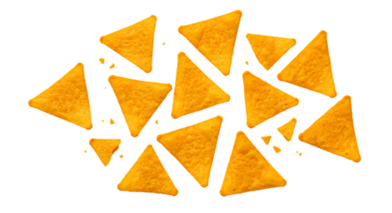Collection of Doritos Nacho Cheese Flavored Tortilla Chips on a Black Background