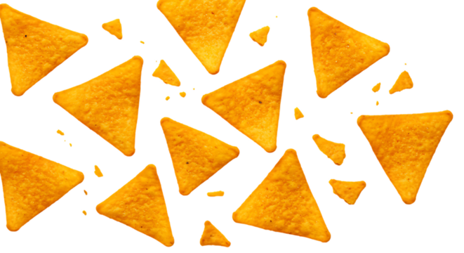 elegant modern detailed professional high quality Triangle shaped orange colored snacks on a black background