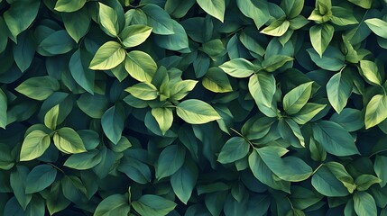 Fototapeta premium Close up view of lush green leaves creating a dense natural background texture with vibrant foliage