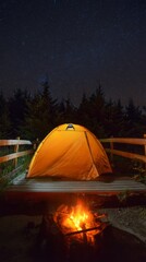 campsite,tent,camping,starry,flame,fire,environment,forest,warm,night,dusk,wood,nature,adventure,outdoor,wilderness,relaxation,sky,atmosphere