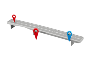 Roadmap with location pins