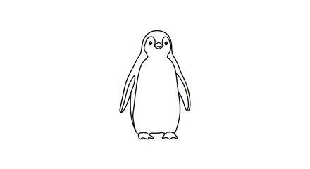 Stylized penguin outline drawing, simplistic, modern, adorable isolated against white backdrop,