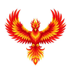 Majestic Phoenix with Fiery Plumage and Outstretched Wings Symbol of Rebirth