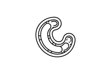Fototapeta premium Black Outline Circular Design Element on White Background
