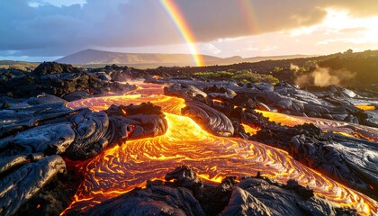 Rainbow Over Lava Flow.