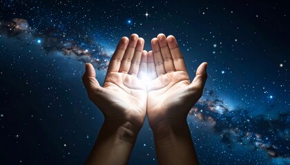 Hands Reaching for the Cosmos: A Celestial Embrace
