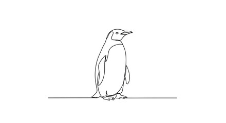Simple one-line drawing of a penguin on a white background minimalist approach
