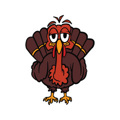 Cartoon Style Turkey Hand Drawn Character