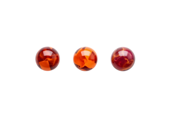 Three Translucent Spheres with Fiery Intrusions