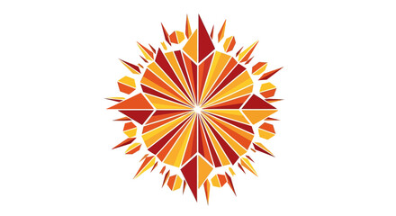 Geometric abstraction in vibrant reds and oranges radiating from the center