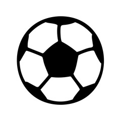 Monochrome illustration of a soccer ball with traditional design, sports symbol