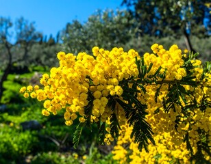 Fototapeta premium Bright yellow flowers in bloom
