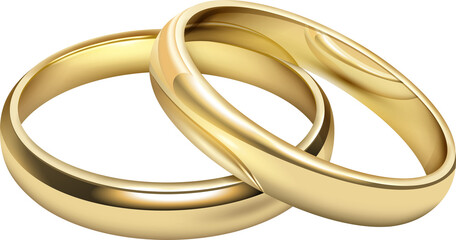 vector illustration of two golden wedding rings