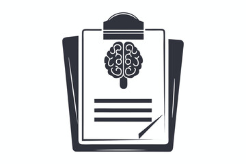 Brainstorming Concept Clipboard with Brain on White Background Art