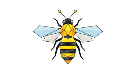 Geometric Honeybee Illustration with Faceted Body and Delicate Wings for Nature Designs