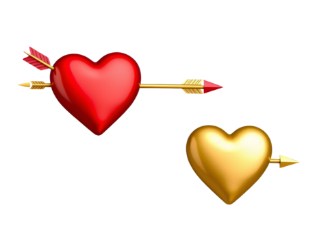 Hearts pierced by arrows, Valentine's Day concept, love and romance