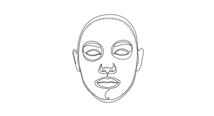 Minimalist single continuous line art of a serene facial silhouette representing beauty and