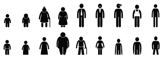 Body mass index vector illustration. Stick Figure and Weight Gain Icon Flat Graphic Design, Occupations
vector illustration