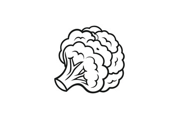 Broccoli Outline Isolated, Healthy Dieting, Fresh Vegetable Vector, White Background