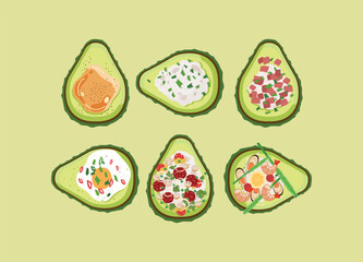Avocado food recipes illustration vector