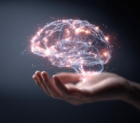 A hand holds a glowing, digital brain (4)