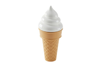 Isolated Soft Serve Ice Cream Cone Vanilla Flavor Sweet Treat Dessert Summer Refreshment