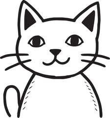 Cat Doodle Black and White Illustration Vector Image Cute Kitten Sketch Line Art Drawing Silhouette
