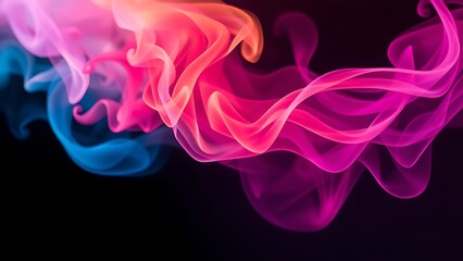 Swirling colorful smoke tendrils in an abstract composition with vibrant gradients against dark negative space.