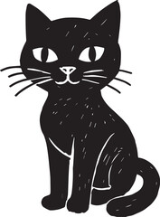 Obraz premium Cat Doodle Black and White Illustration Vector Image Cute Kitten Sketch Line Art Drawing Silhouette