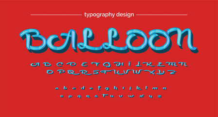 Blue balloon 3d  font and alphabet