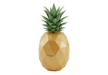 Isolated pineapple fruit, geometrical low poly style, vibrant tropical food, rendering