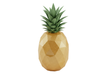 Isolated pineapple fruit, geometrical low poly style, vibrant tropical food, rendering