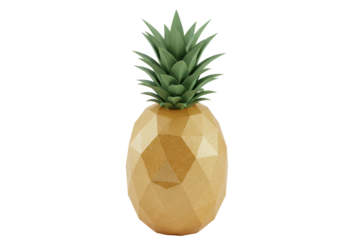 Isolated pineapple fruit, geometrical low poly style, vibrant tropical food, rendering - Powered by Adobe