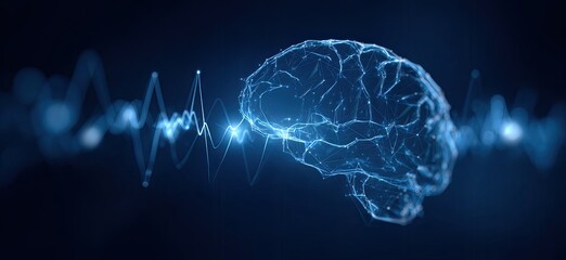 Abstract brain with neural activity graphic