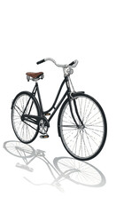 Fototapeta premium Vintage Black Bicycle with Red Seat on White Background.