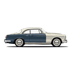 Vintage Car Side View Illustration.