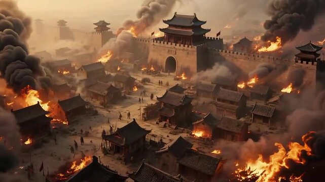 Ancient Chinese siege warfare scenes