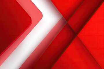 Red and white abstract design with layered geometric shapes