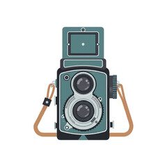 Vintage Twin Lens Reflex Camera Illustration.