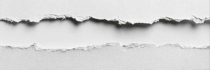 Two horizontal strips of white paper with irregular torn edges