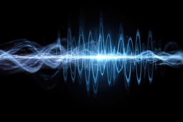 Abstract sound waves, glowing light trails