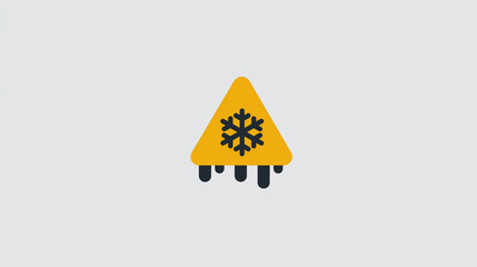 Low Temperature Warning Sign with Snowflake for Cold Themes