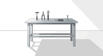 Illustration of essential hand tools neatly arranged on a workbench