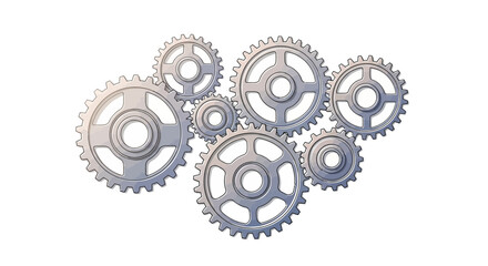 Interconnected gear wheels symbolizing mechanical processes and teamwork