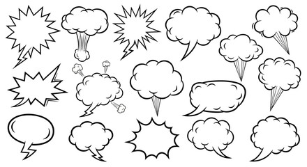 Fototapeta premium Comic speech bubbles collection, retro communication elements, and design in various styles for
