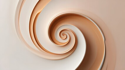 Abstract Beige and Peach Spiral: Elegant, Modern, 3D Rendered Background Texture
