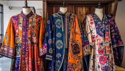 Modern Reimagined Cultural Costumes: Vibrant Fabrics and Sleek Designs