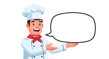 Chef presenting speech bubble perfect for menus and creative food related advertisements